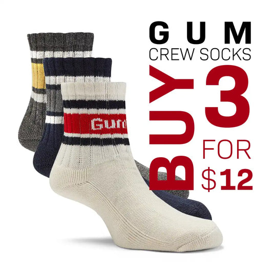 GUM Crew Sock - Men's - Cream & Red